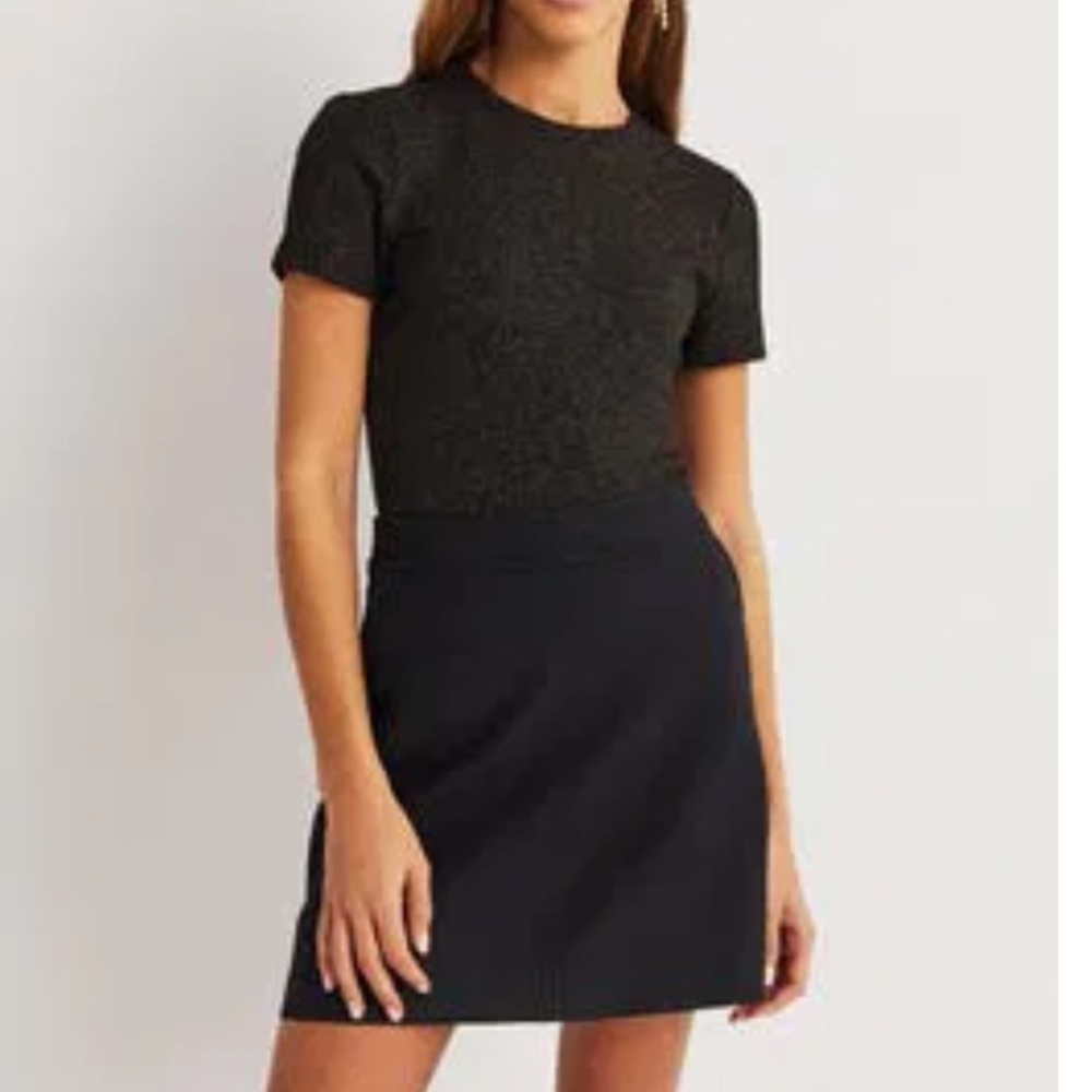 Boden Gold Sparkle Shrunken Shirt, 8